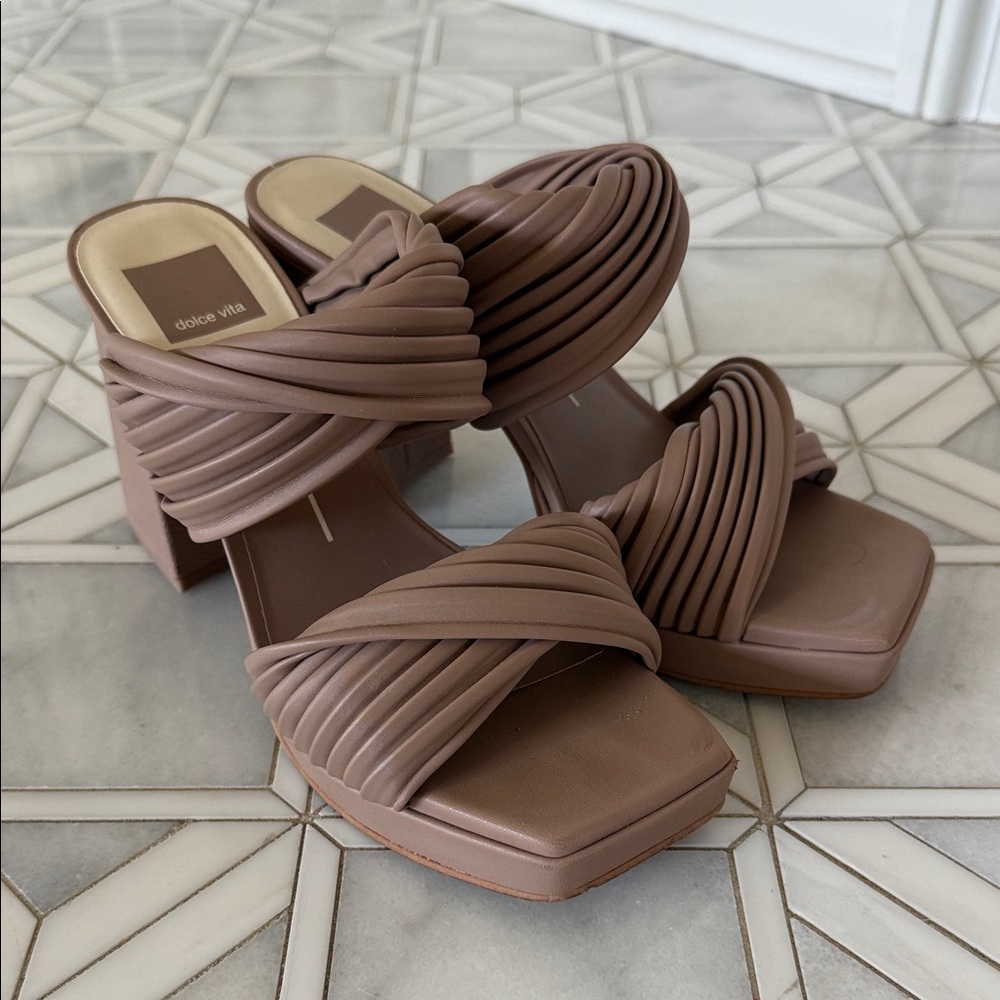 Dolce Vita Tan Pleated Heels